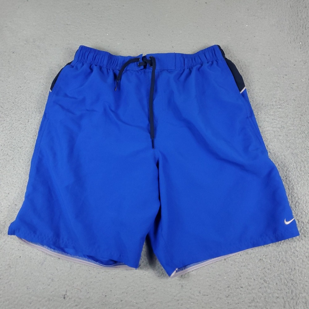 Nike Shorts Mens Large Blue Swoosh Lace Tie Beach Board Swim Trunks